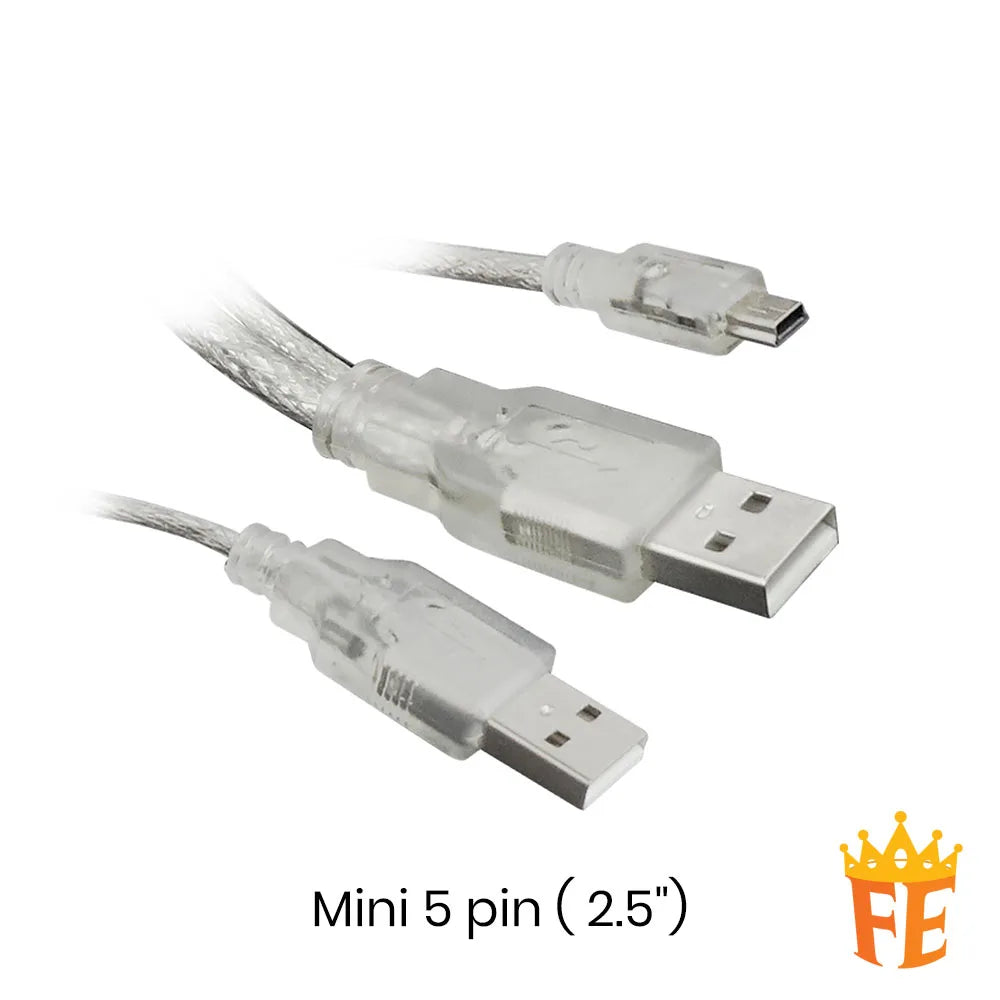 CLiPtec USB 2.0 Data & Power Cable for 2.5" Extension Enclosure (Data & Power) USB(A) x3 / Mini 5pin