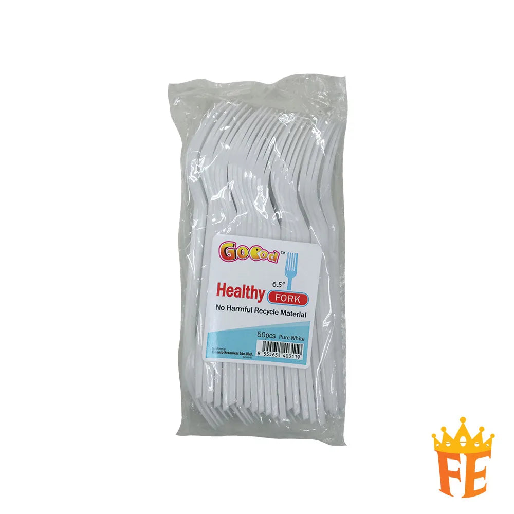 Goood Plastic Disposable Fork & Spoon White 6.5"(Pack of 50pcs)