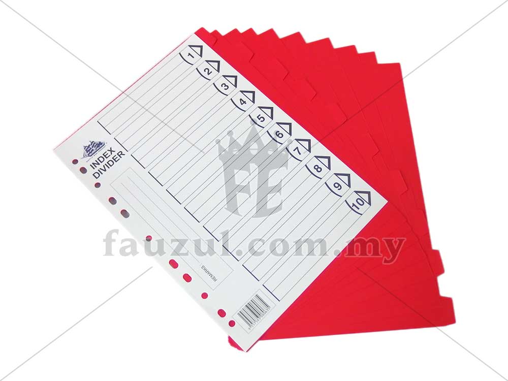 Index Divider A4 10 Red Tab 5 Sets