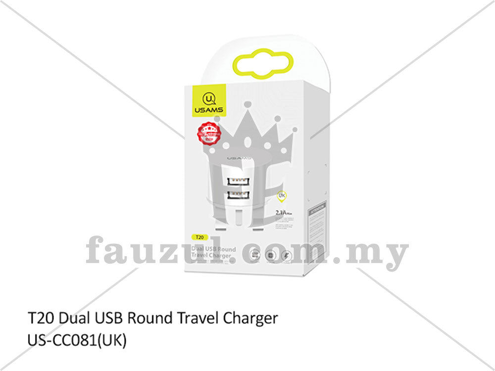 T20 Dual USB Travel Charger 2.1A max