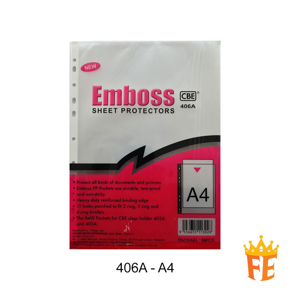 CBE 406A Emboss Sheet Protector 10 Sheets (A4)