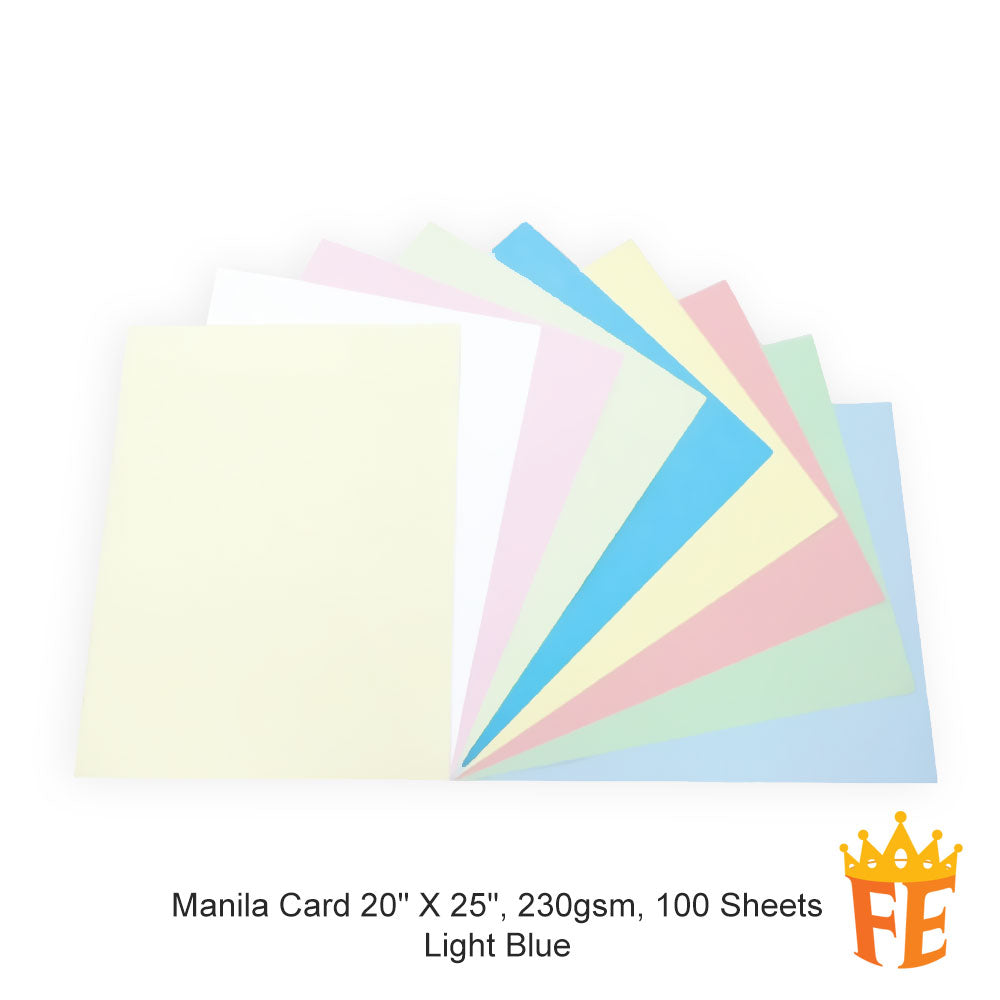 Manila Card 20" X 25" Light / Dark / Mix Colours 230gsm 100 Sheets