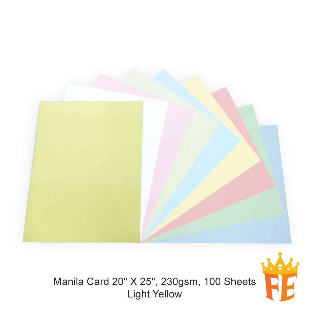 Manila Card 20" X 25" Light / Dark / Mix Colours 230gsm 100 Sheets