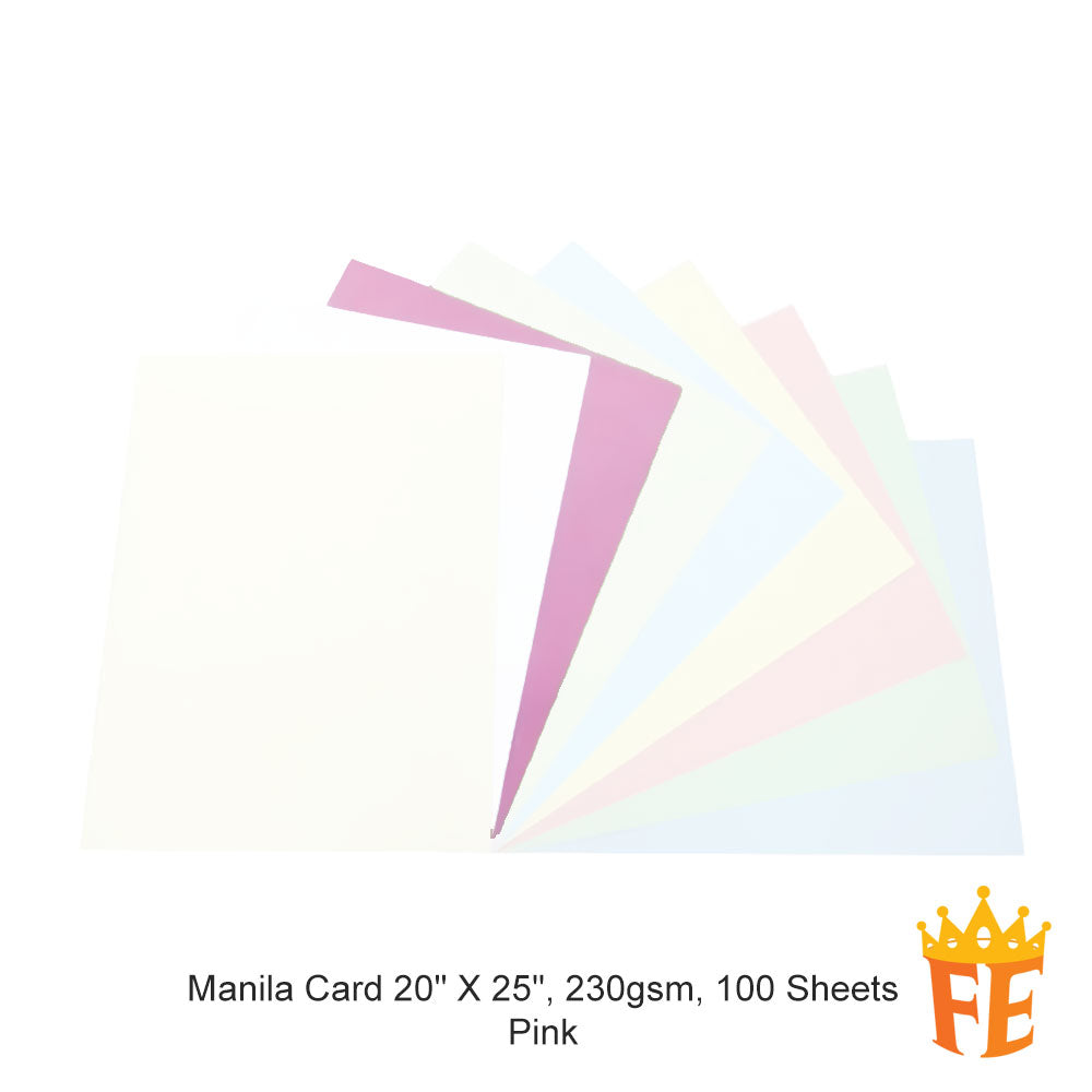 Manila Card 20" X 25" Light / Dark / Mix Colours 230gsm 100 Sheets