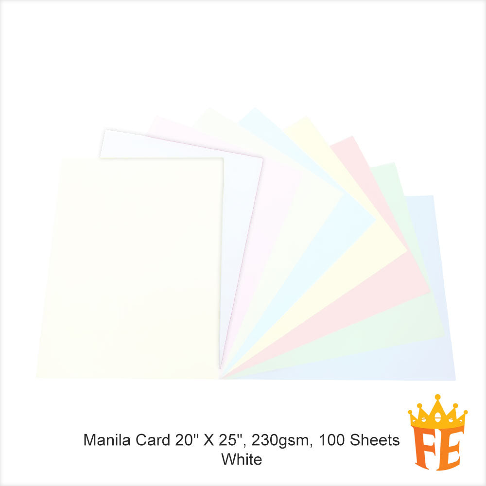 Manila Card 20" X 25" Light / Dark / Mix Colours 230gsm 100 Sheets