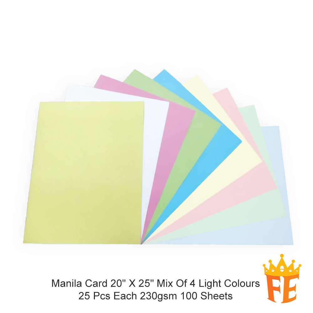 Manila Card 20" X 25" Light / Dark / Mix Colours 230gsm 100 Sheets
