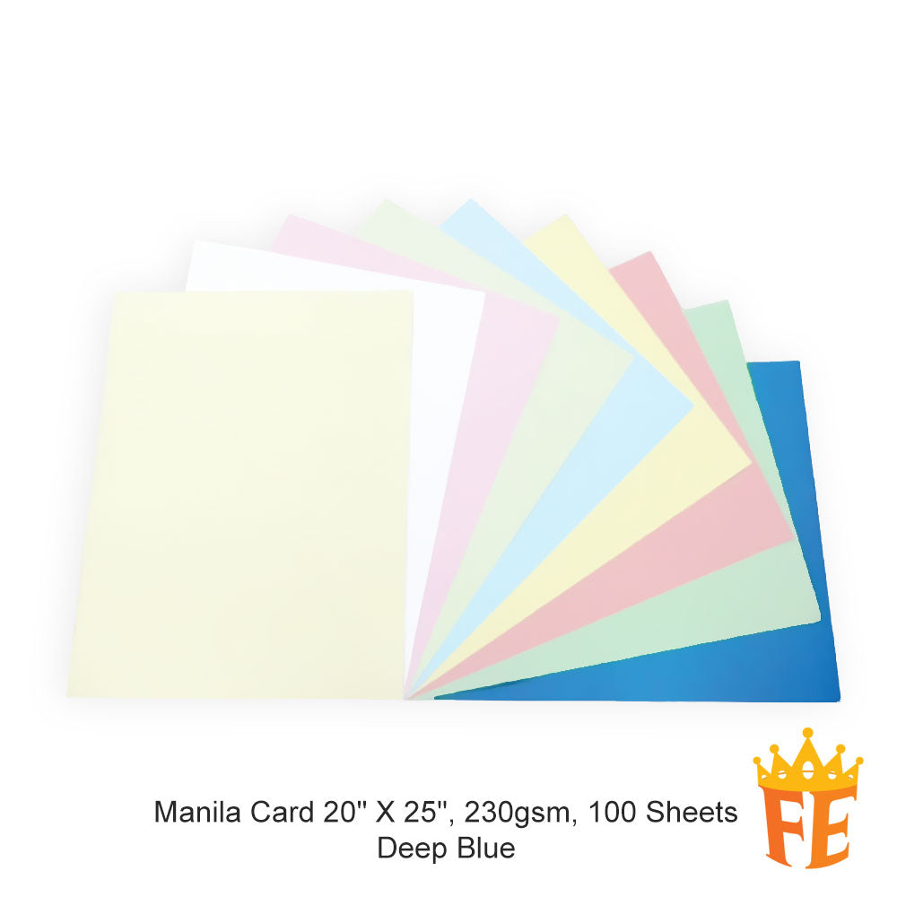 Manila Card 20" X 25" Light / Dark / Mix Colours 230gsm 100 Sheets