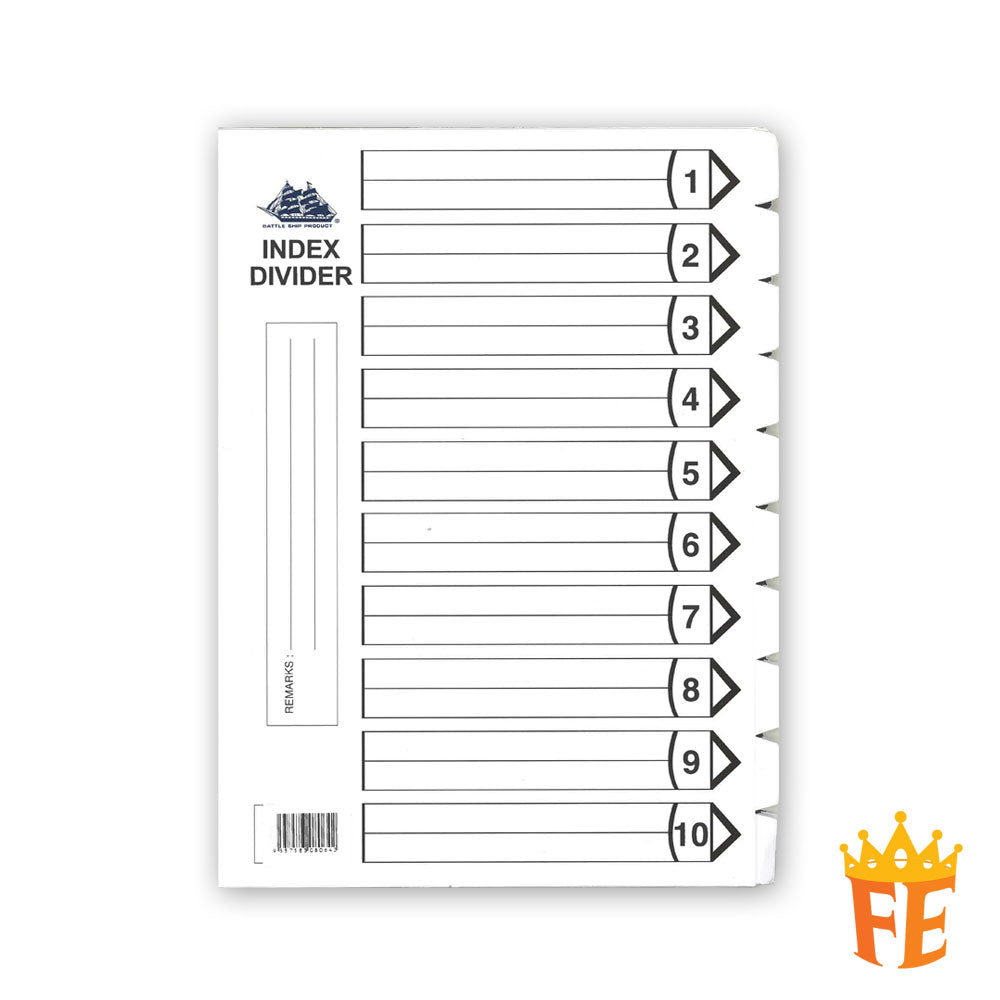 Battle Ship Index Divider A4 Size Without Hole White / Colour / 5 Tabs / 10 Tabs