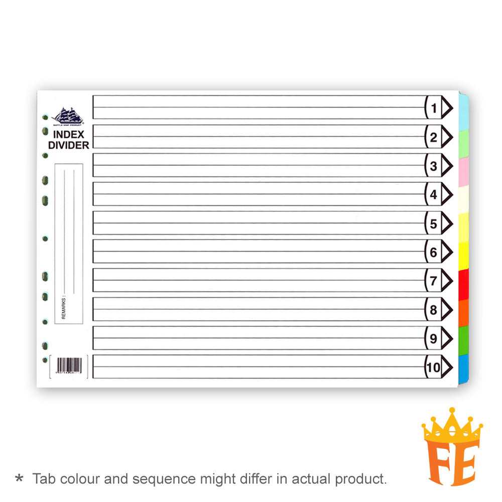 Battle Ship Index Divider A3 Size Colour / 5 Tabs / 10 Tabs