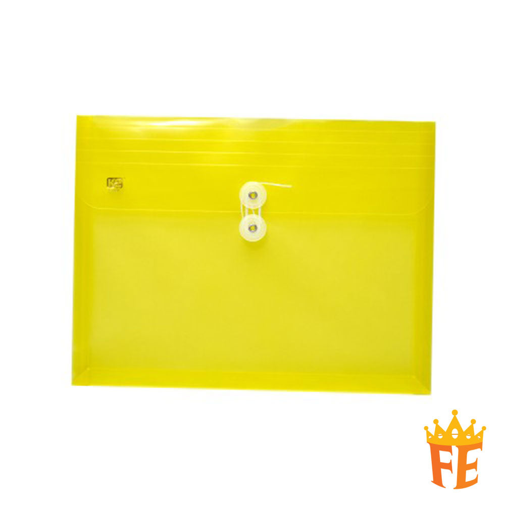 K2 PP Envelope File Holder A4 / F4 Multi Colour With Button And String Closure