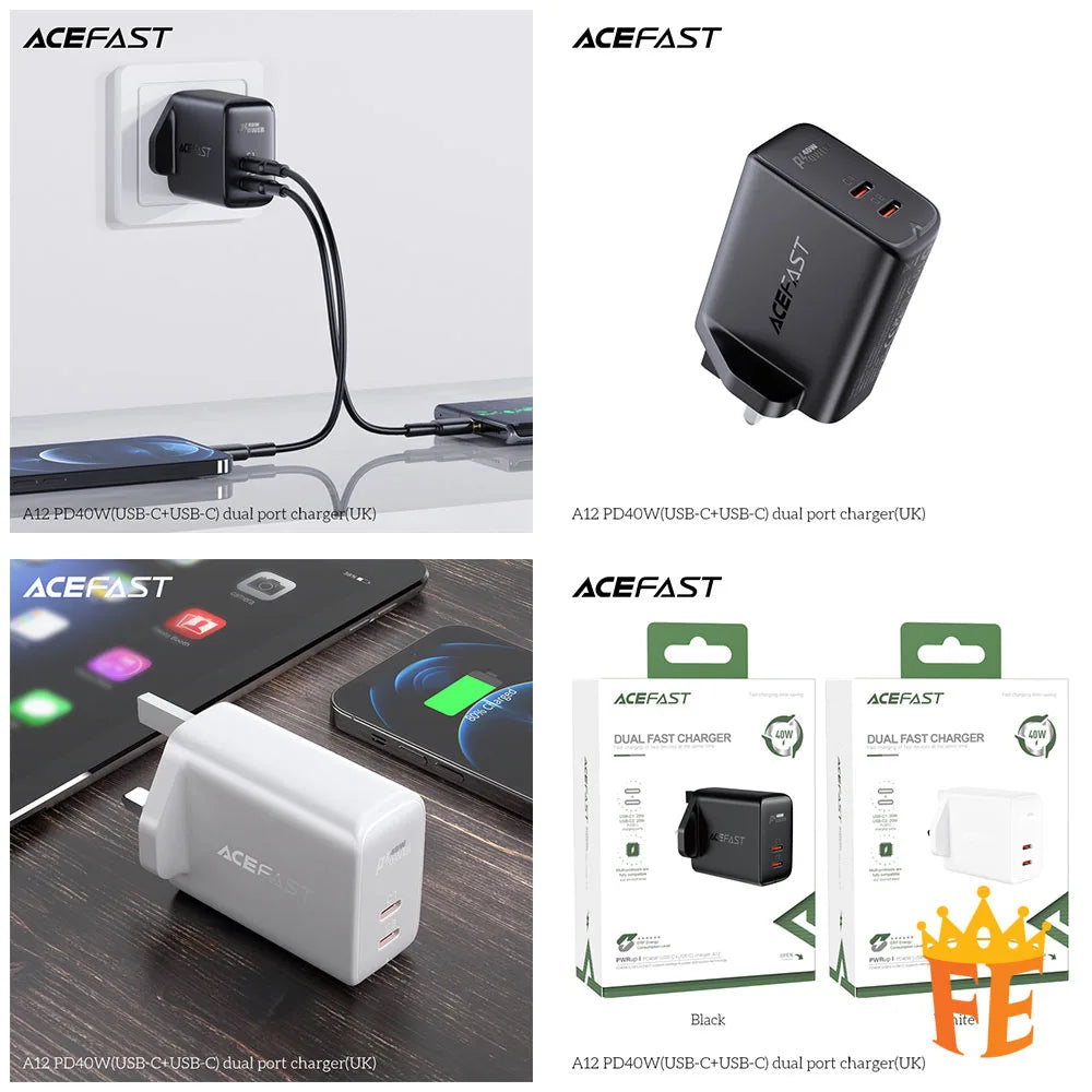 ACEFAST PD40W (USB-C+USB-C) Dual Port Charger A12