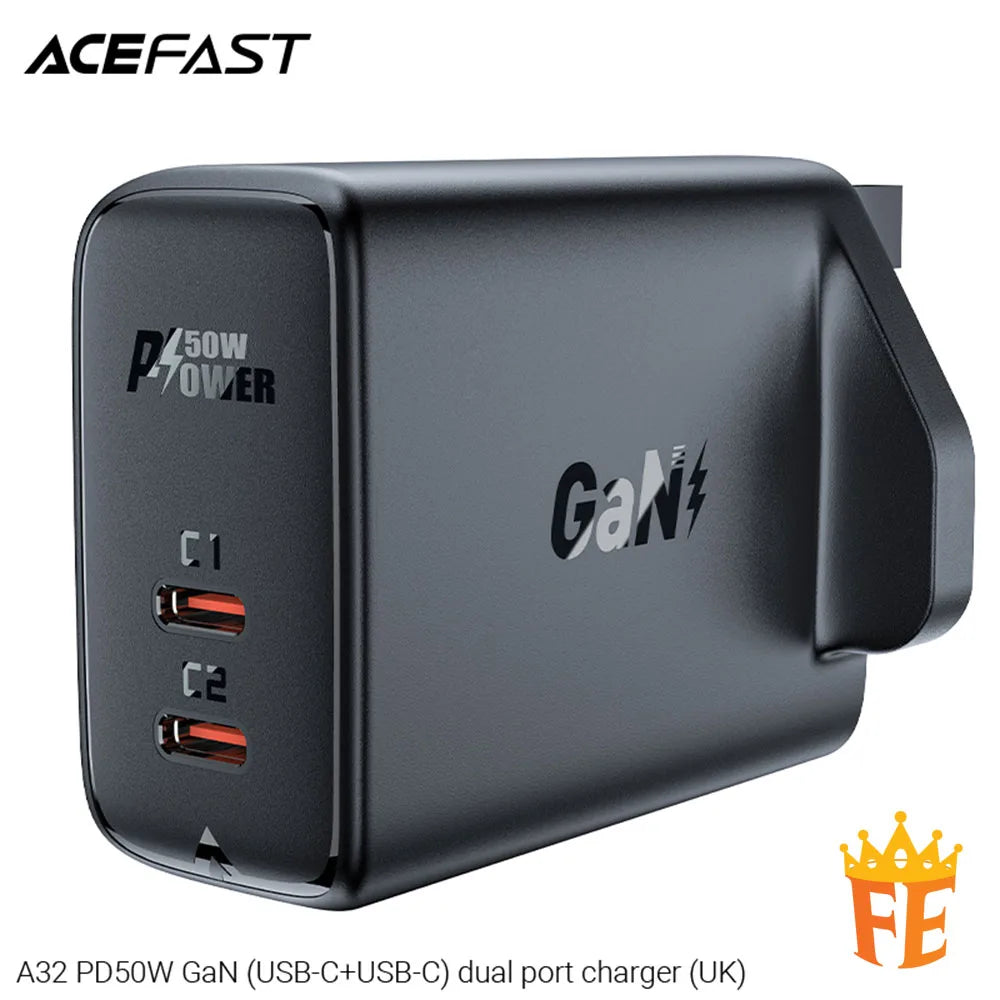 ACEFAST PD50W GaN (USB-C+USB-C) Dual Port Charger A32