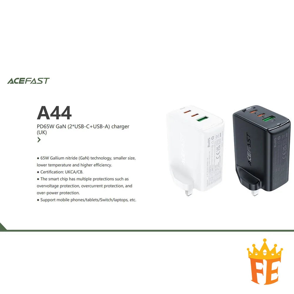 ACEFAST PD65W GaN (2 X USB-C+USB-A) Charger A44