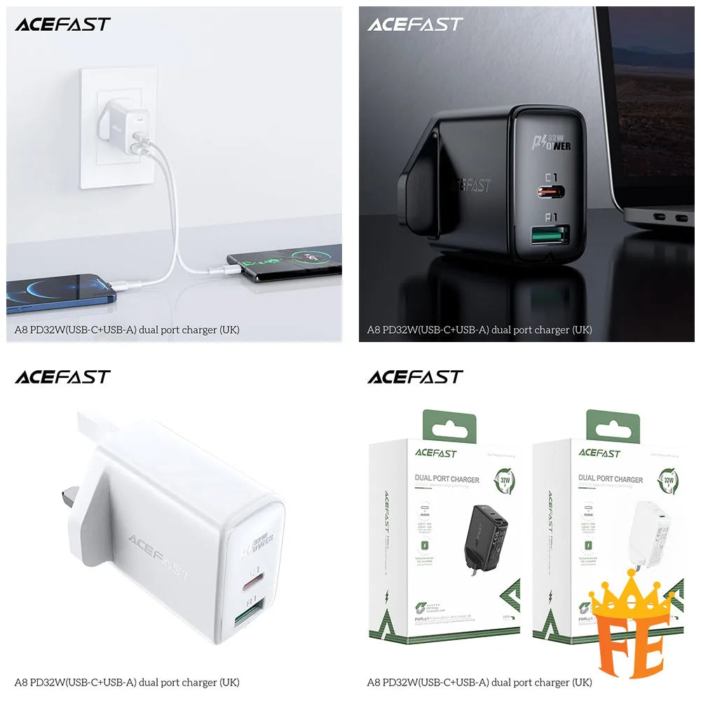 ACEFAST PD32W (USB-C+USB-A) Dual Port Charger A8