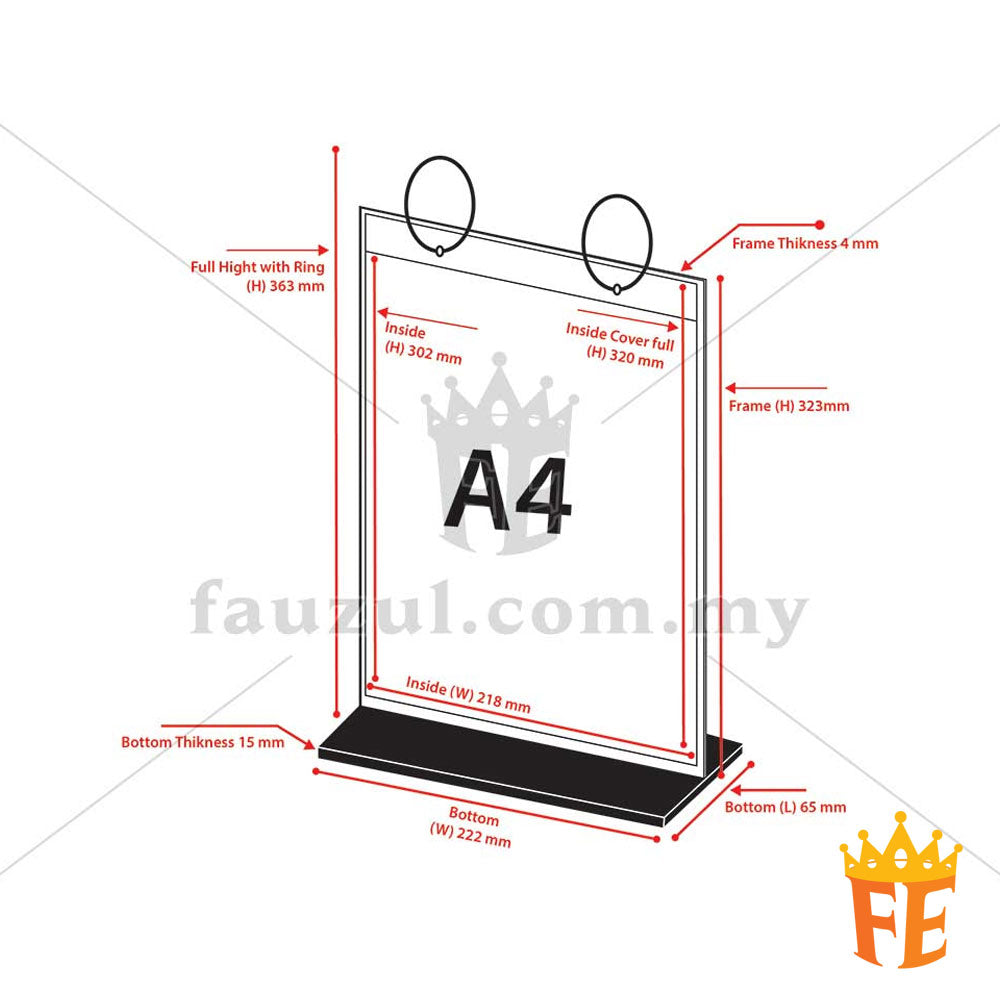 Acrylic Flippable Menu / Advertising Board with 6 Loose Leaves A6 / A5 / A6