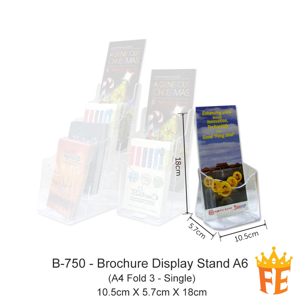 Cactus Acrylic Brochure Display Stand A6 Multi Layer (A4 Fold 3)