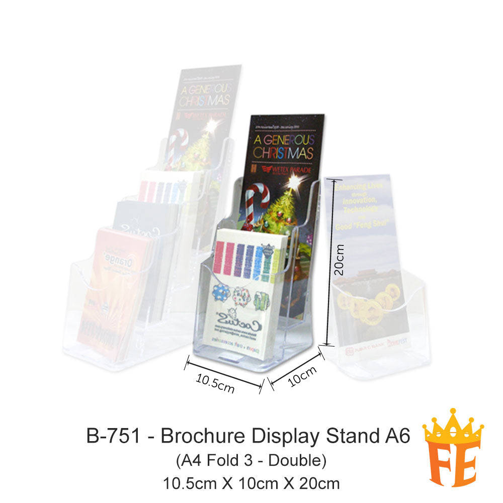 Cactus Acrylic Brochure Display Stand A6 Multi Layer (A4 Fold 3)