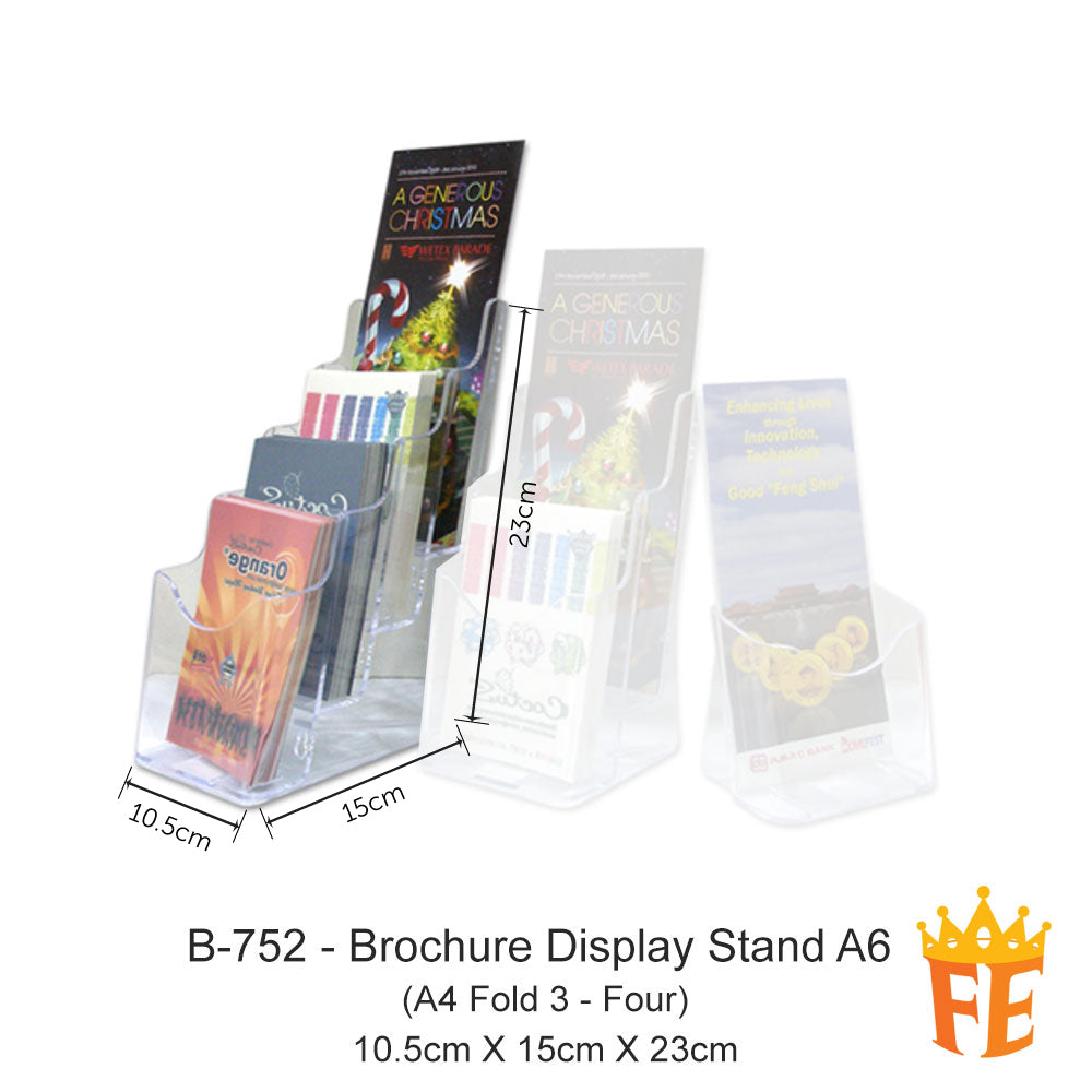 Cactus Acrylic Brochure Display Stand A6 Multi Layer (A4 Fold 3)