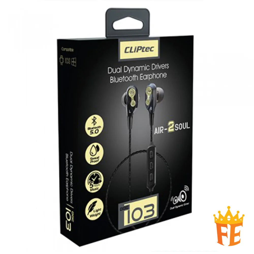 CLiPtec Dual Dynamic Drivers Bluetooth Earphone - Air-2soul BBE-103