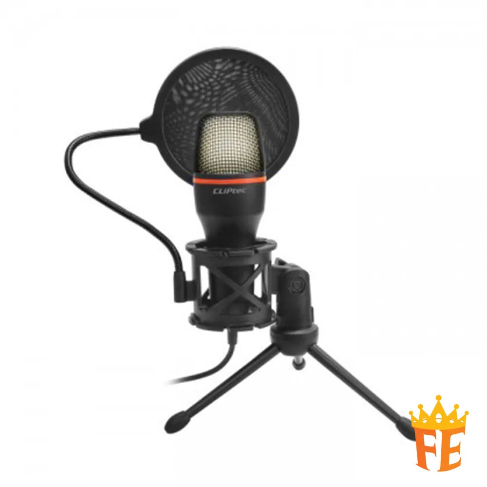 CLiPtec BMM620 RGB USB Condenser Microphone with Popping Filter and Anti-Shock Tripod Black BMM-620