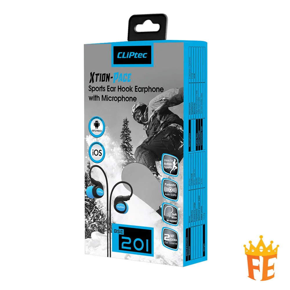 CLiPtec Sports Secure Fit Earphone With Microphone-Xtion-pace BSE-201