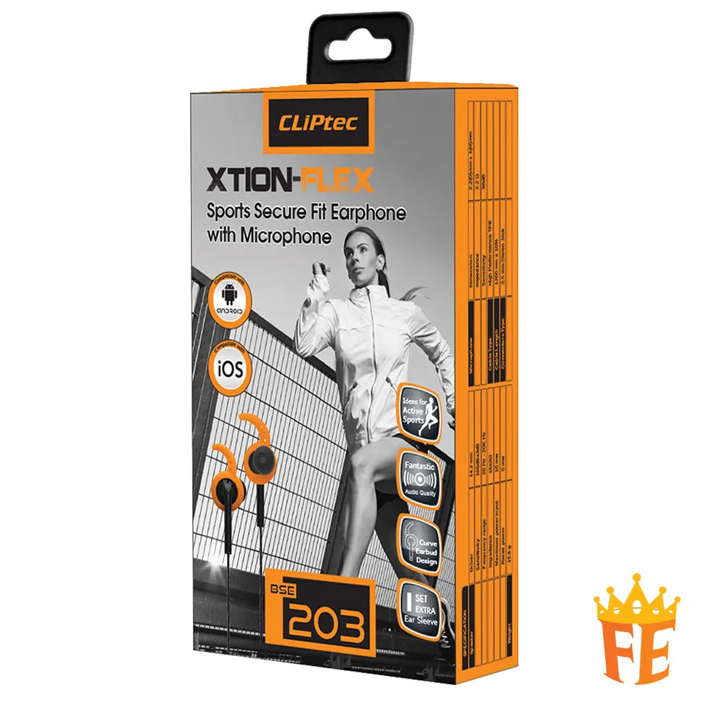 CLiPtec Sports Secure Fit Earphone With Microphone-Xtion-flex BSE-203