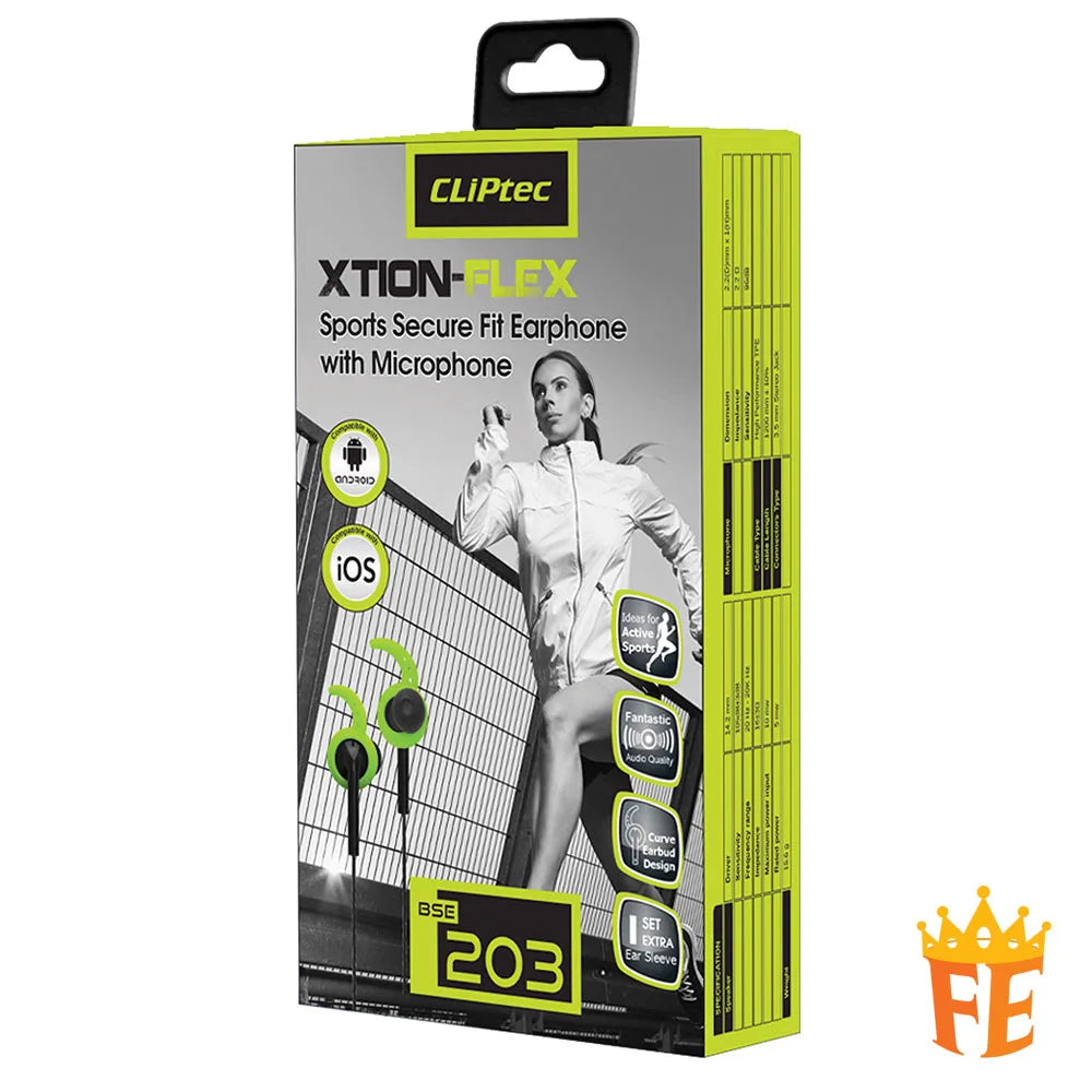 CLiPtec Sports Secure Fit Earphone With Microphone-Xtion-flex BSE-203