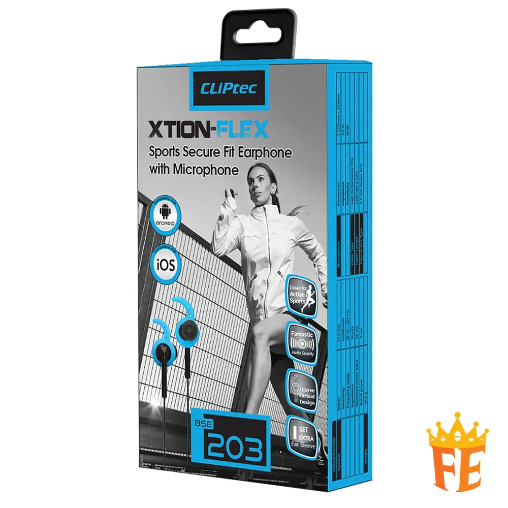 CLiPtec Sports Secure Fit Earphone With Microphone-Xtion-flex BSE-203