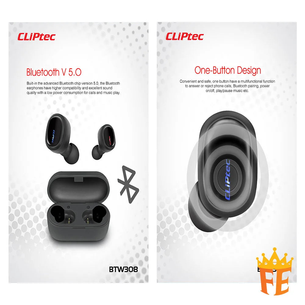 CLiPtec Bluetooth True Wireless Stereo Earphone - Dot BTW-308
