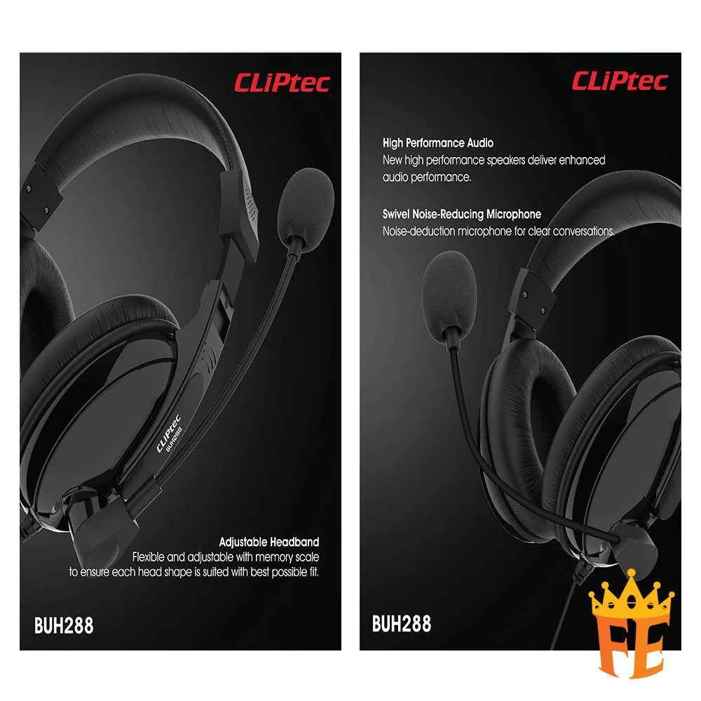 CLiPtec USB Multimedia Stereo Headset (U-SoundMate) Black BUH-288