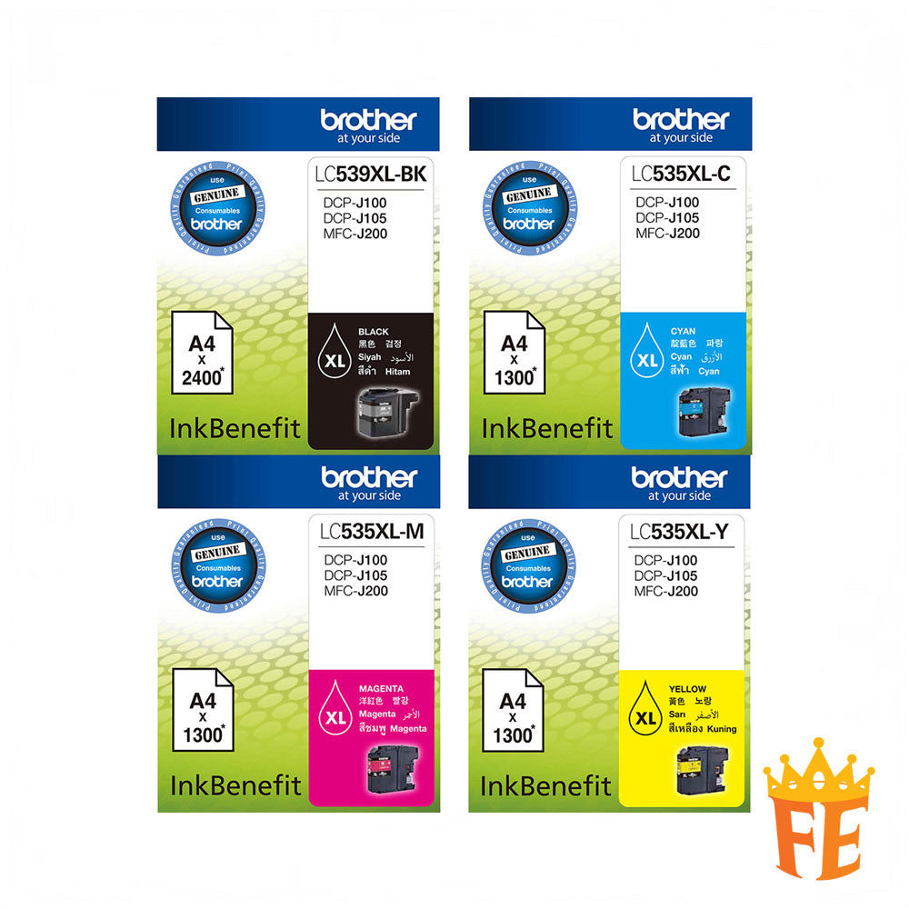 Brother Ink Cartridge LC535 / LC539 Cyan, Magenta, Yellow & Black