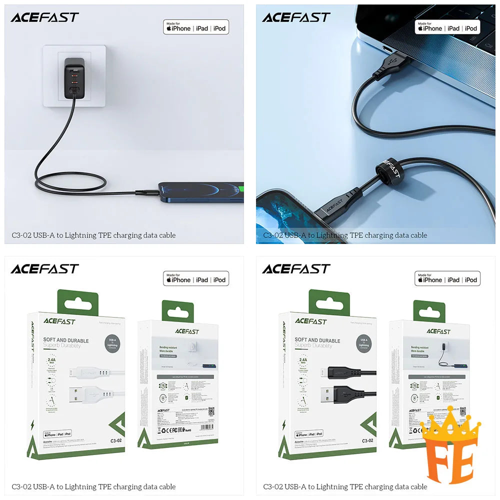 ACEFAST USB-A to Lightning TPE Charging Data Cable 1.2M C3-02