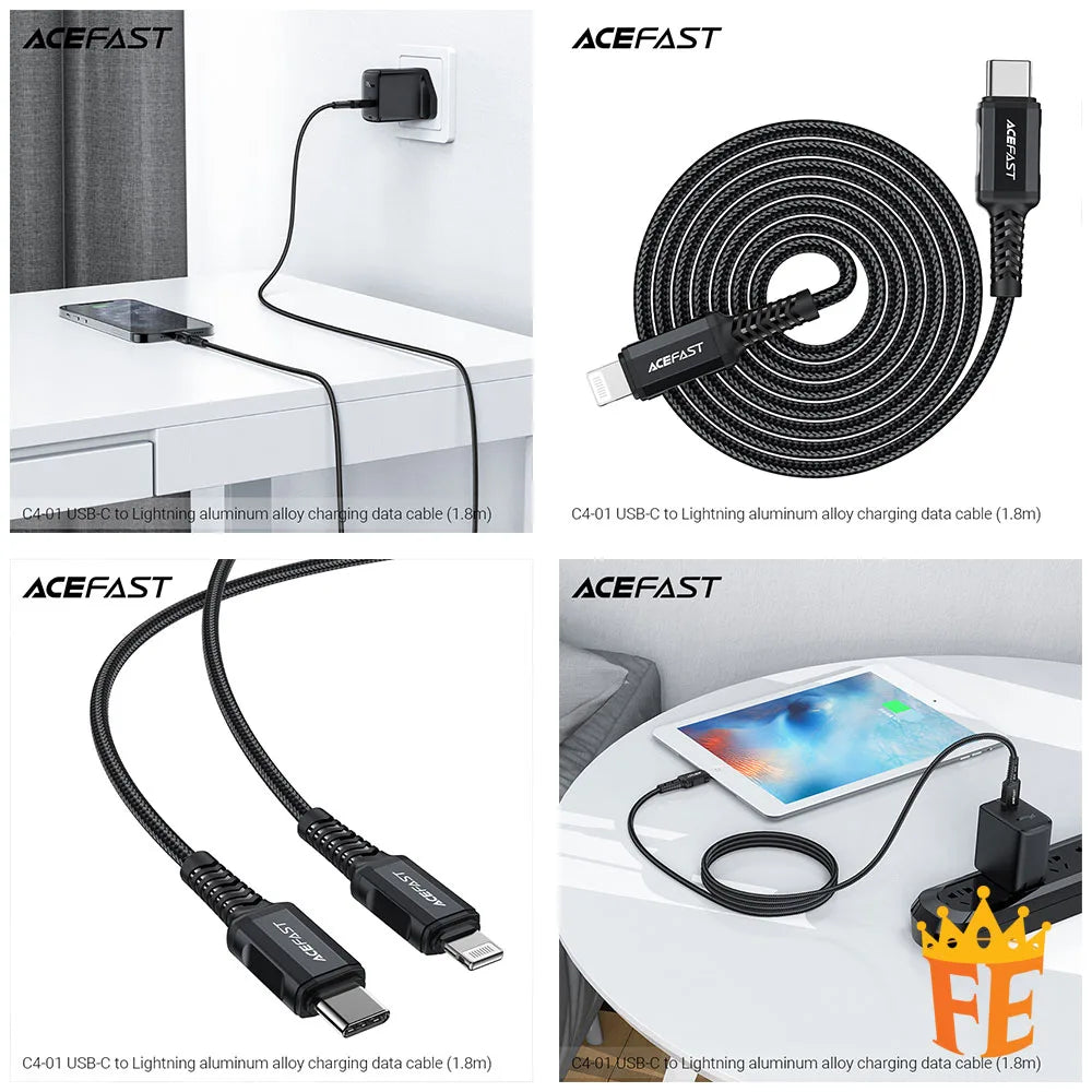 ACEFAST PD30W USB-C to Lightning Aluminum Alloy Charging Data Cable 1.8M C4-01