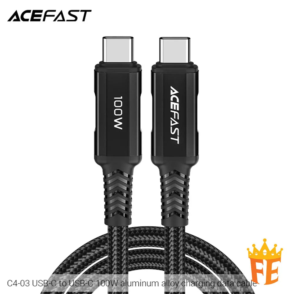ACEFAST USB-C to C 100W Aluminum Alloy Charging Data Cable 2M Black C4-03