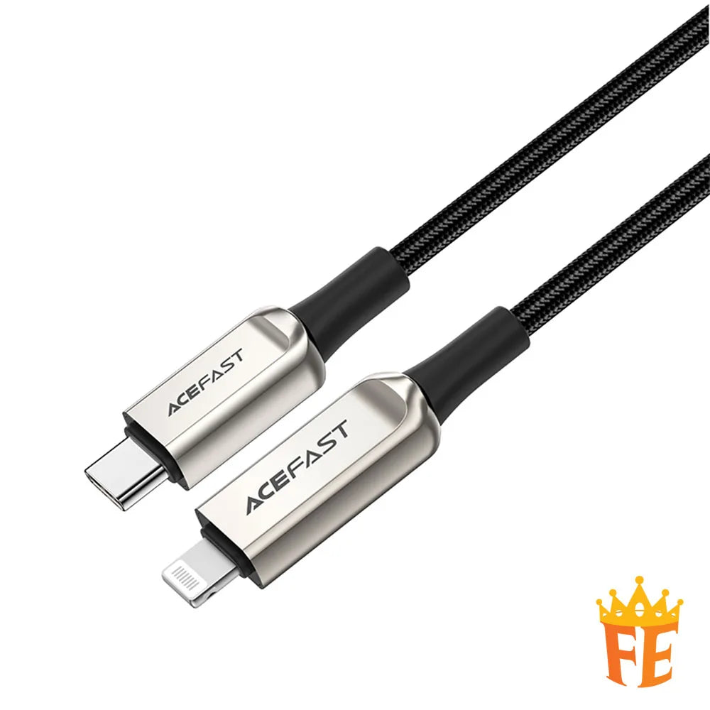 ACEFAST PD30W Zinc Alloy Digital Display Braided Charging Data Cable 1.2M Black & Silver