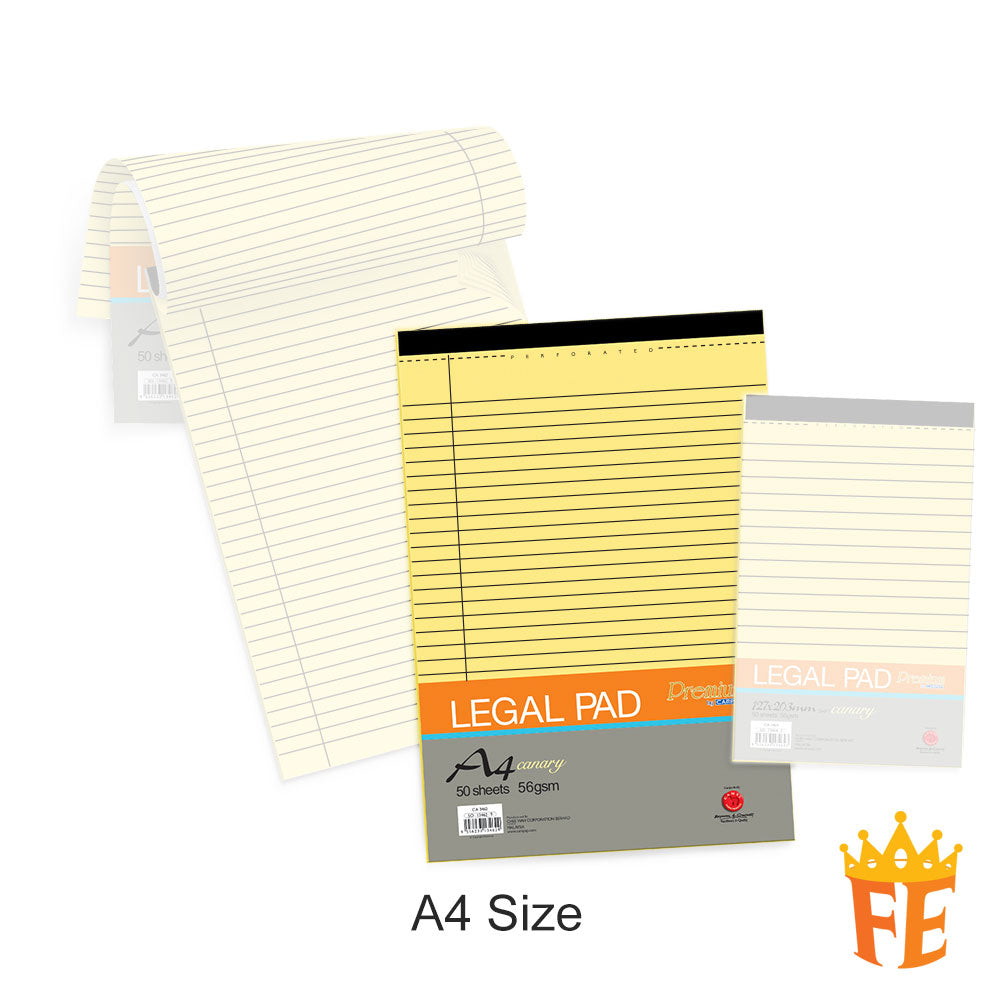Campap Legal Pad (Perforated) 50 Sheets White / Canary - 127mm X 203mm / A4