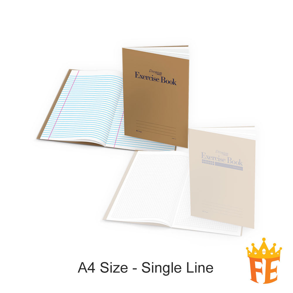 Campap Kraft Cover Exercise Book 60gsm 80 Pages A4 Single Line / 6mm Square