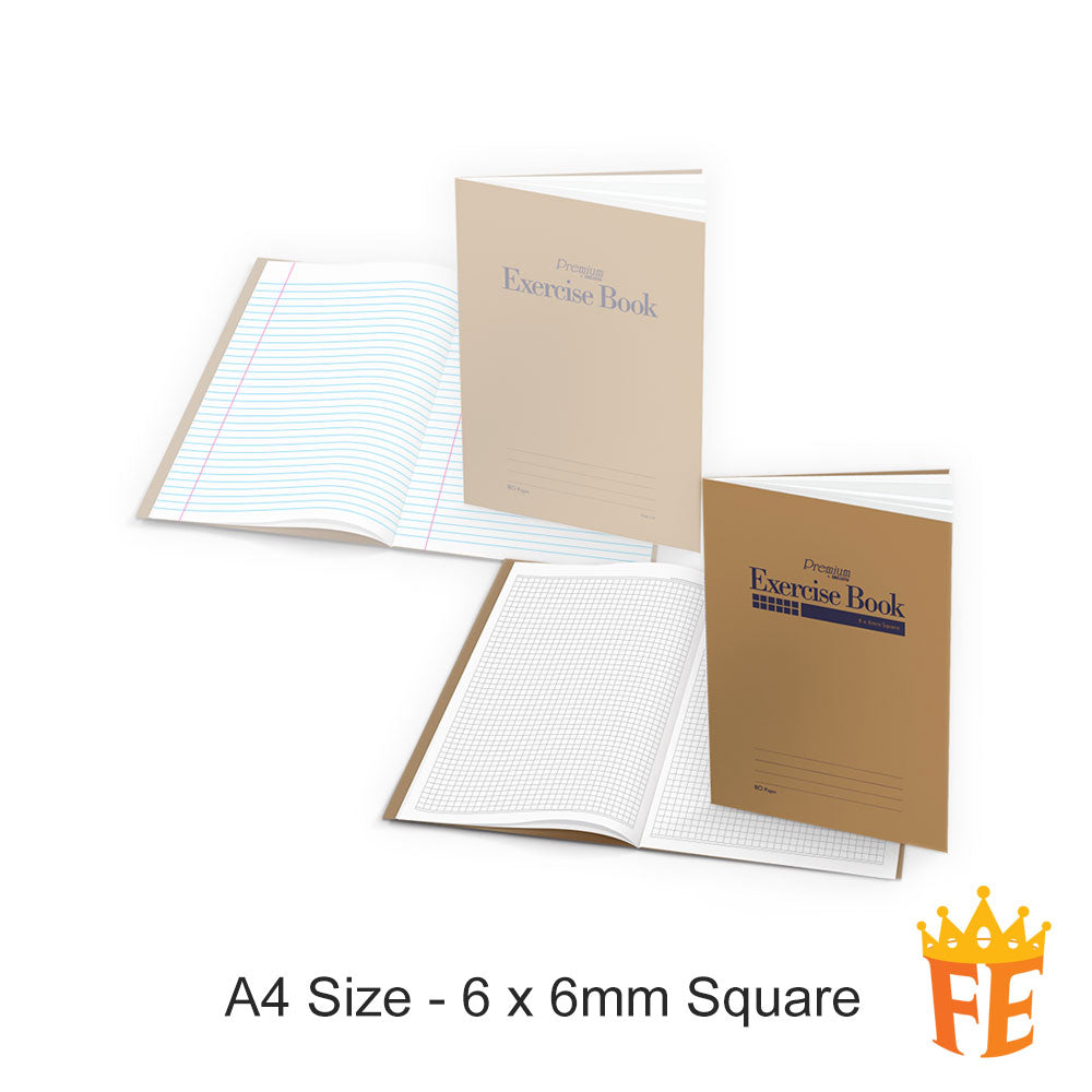 Campap Kraft Cover Exercise Book 60gsm 80 Pages A4 Single Line / 6mm Square