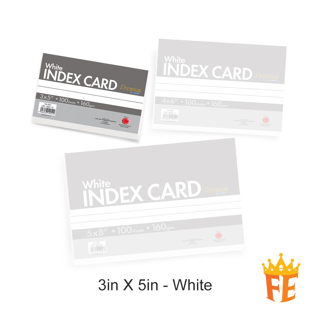 Campap Index Card 160gsm 100 Sheets White / Colour - 3" X 5" / 4" X 6" / 5" X 8"
