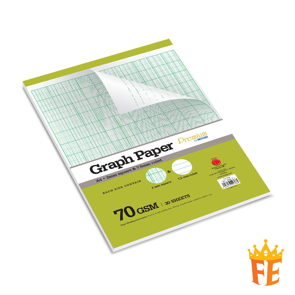Campap Graph Paper (2mm Square & 7.5mm Ruled) 70gsm 30 Sheets A4
