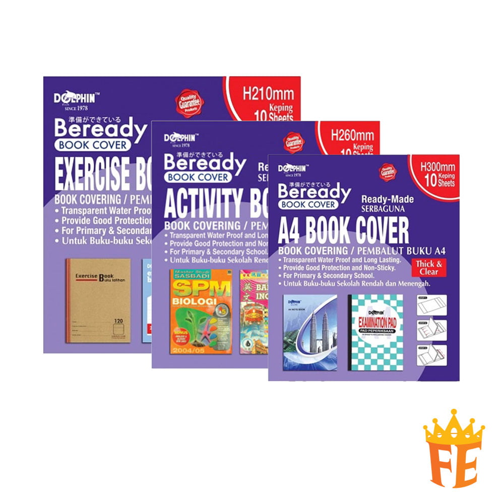 Dolphin Beready Book Cover Ready Made A4 / Text / Activity / Exercise Book (Thick & Clear)