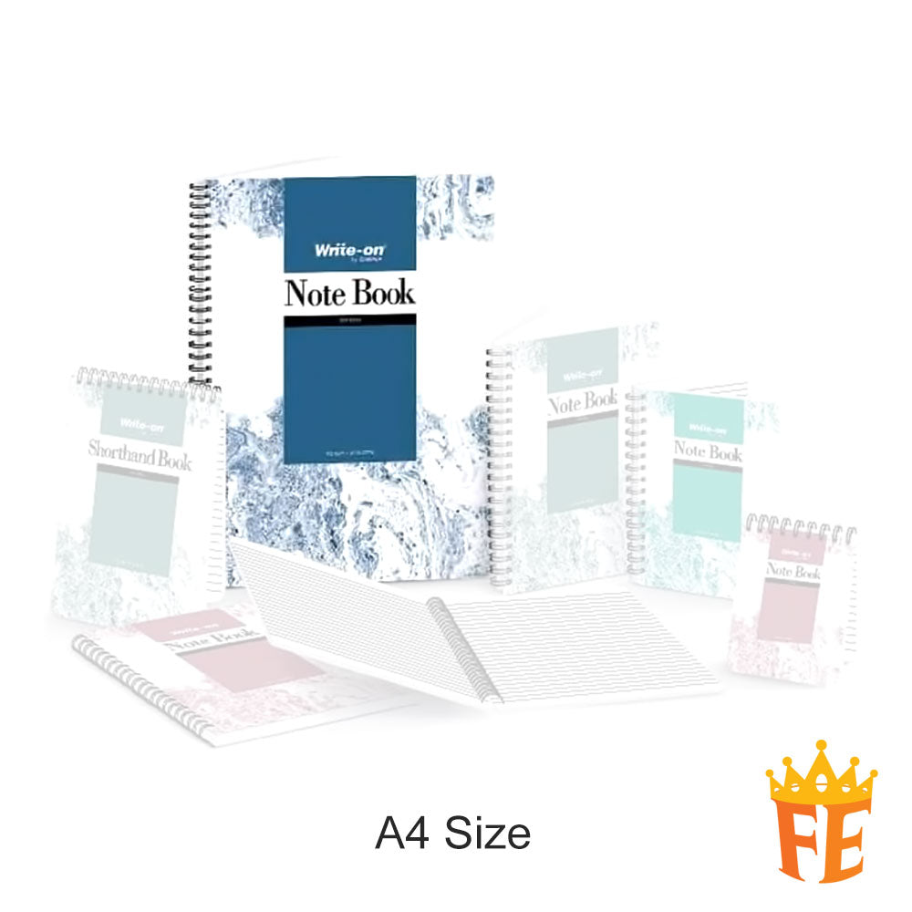 Write-on Wire-O Note Book 70gsm 50 Sheets Shorthand / A7 / A6 / A5 / A4