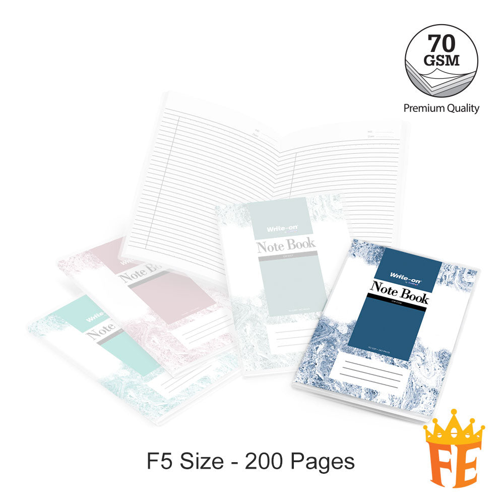 Write-on PVC Cover Note Book 70gsm F5 / A4 - 160 / 200 / 240 / 280 Pages