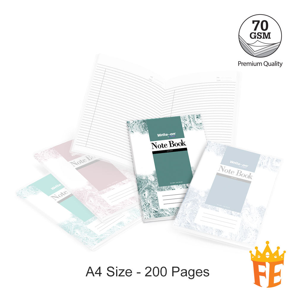 Write-on PVC Cover Note Book 70gsm F5 / A4 - 160 / 200 / 240 / 280 Pages