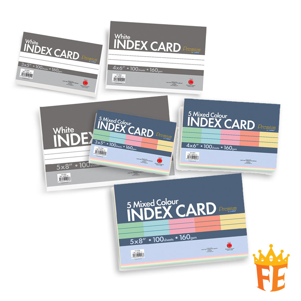 Campap Index Card 160gsm 100 Sheets White / Colour - 3" X 5" / 4" X 6" / 5" X 8"