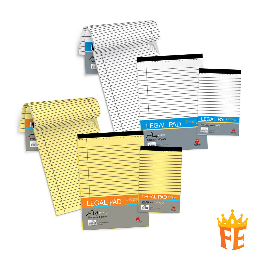 Campap Legal Pad (Perforated) 50 Sheets White / Canary - 127mm X 203mm / A4