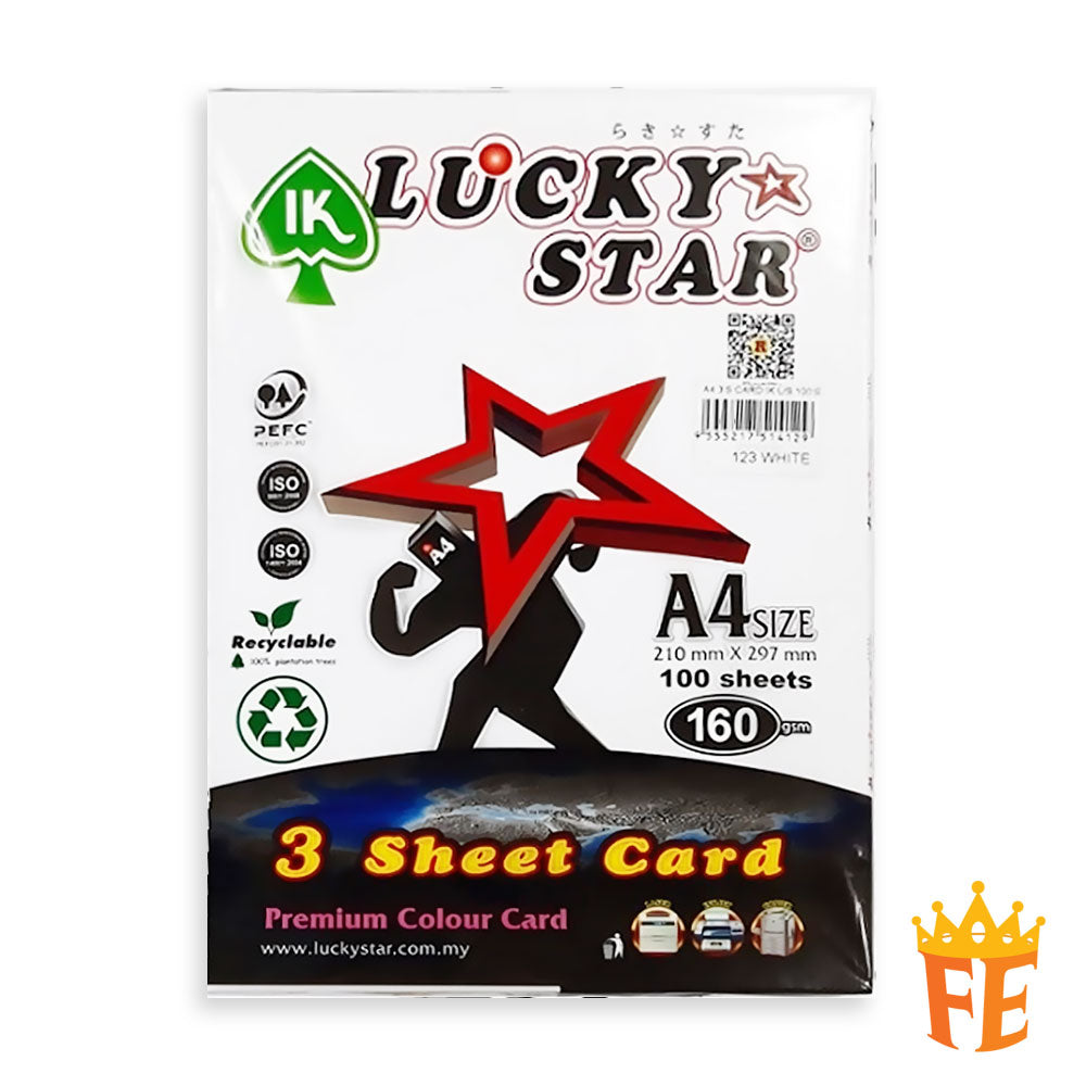 Lucky Star 3 Sheet Card A4 160gsm 100 Sheets