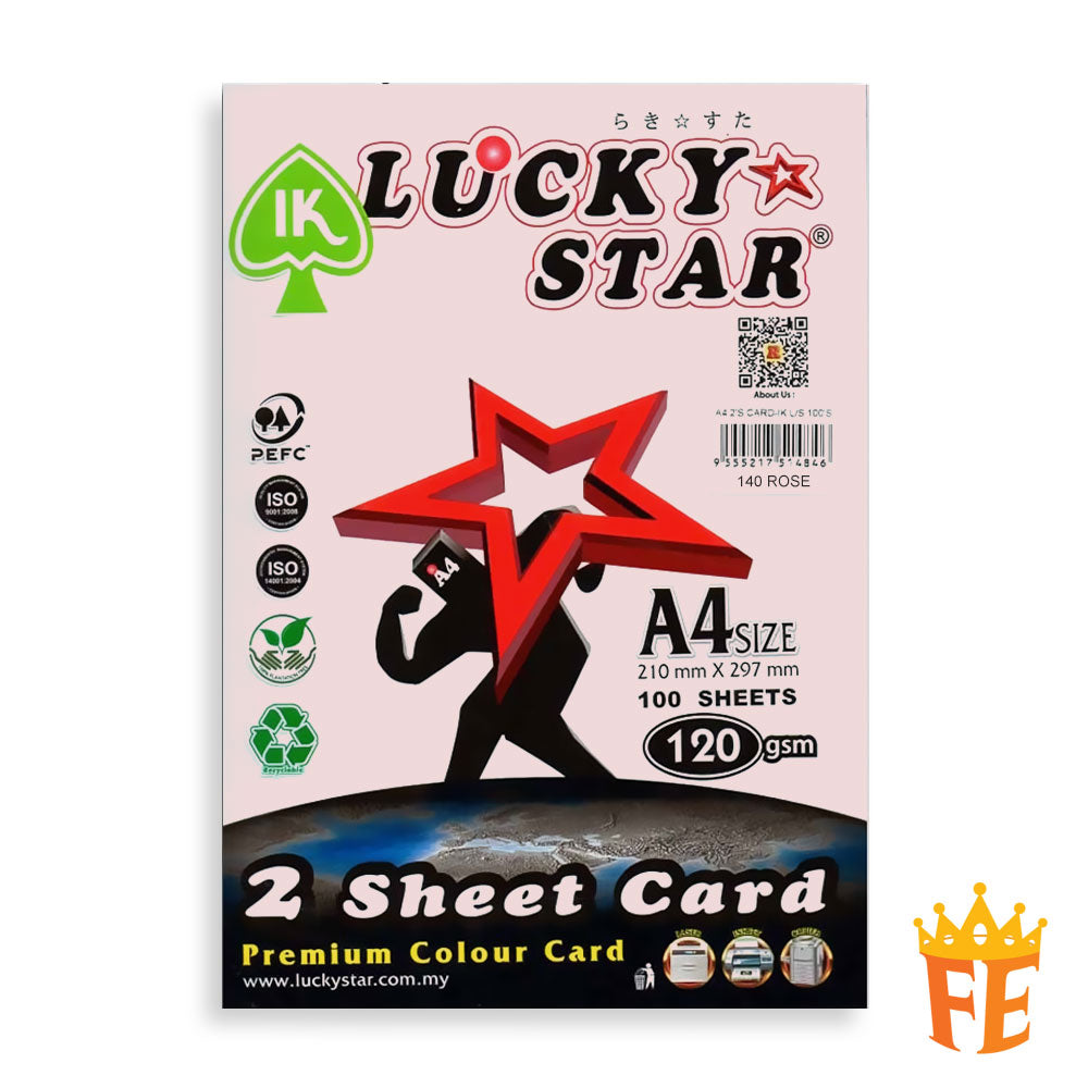 Lucky Star 2 Sheet Card A4 120gsm 100 Sheets All Colour