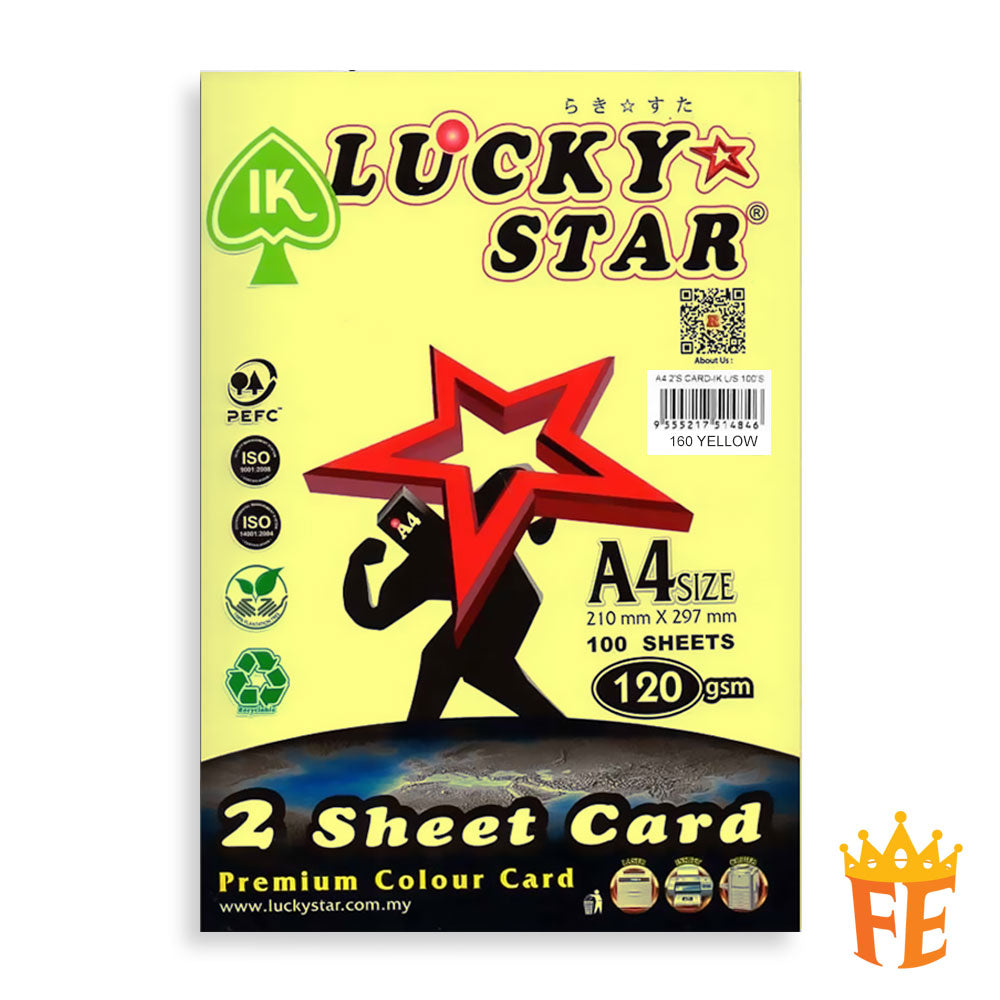 Lucky Star 2 Sheet Card A4 120gsm 100 Sheets All Colour