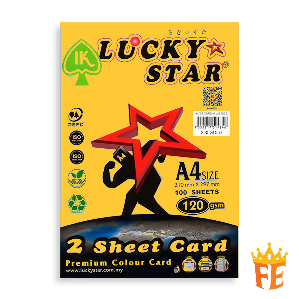 Lucky Star 2 Sheet Card A4 120gsm 100 Sheets All Colour